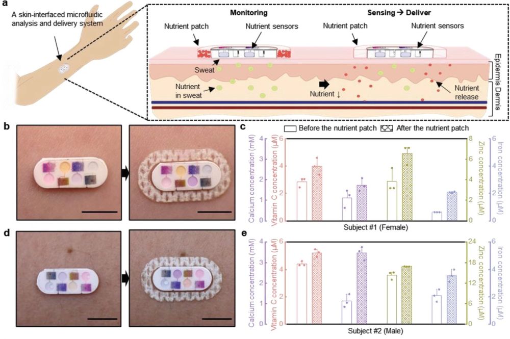Microfluidic device for delivery and analysis of nutrients in sweat